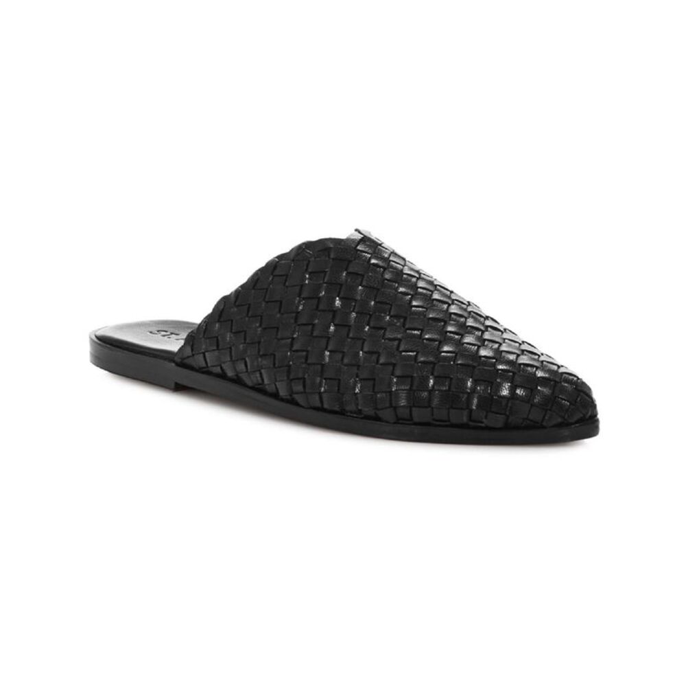 ST. AGNI Womens Black Woven Caio Pointed Toe Slip On Leather Mules 35 - Picture 1 of 3